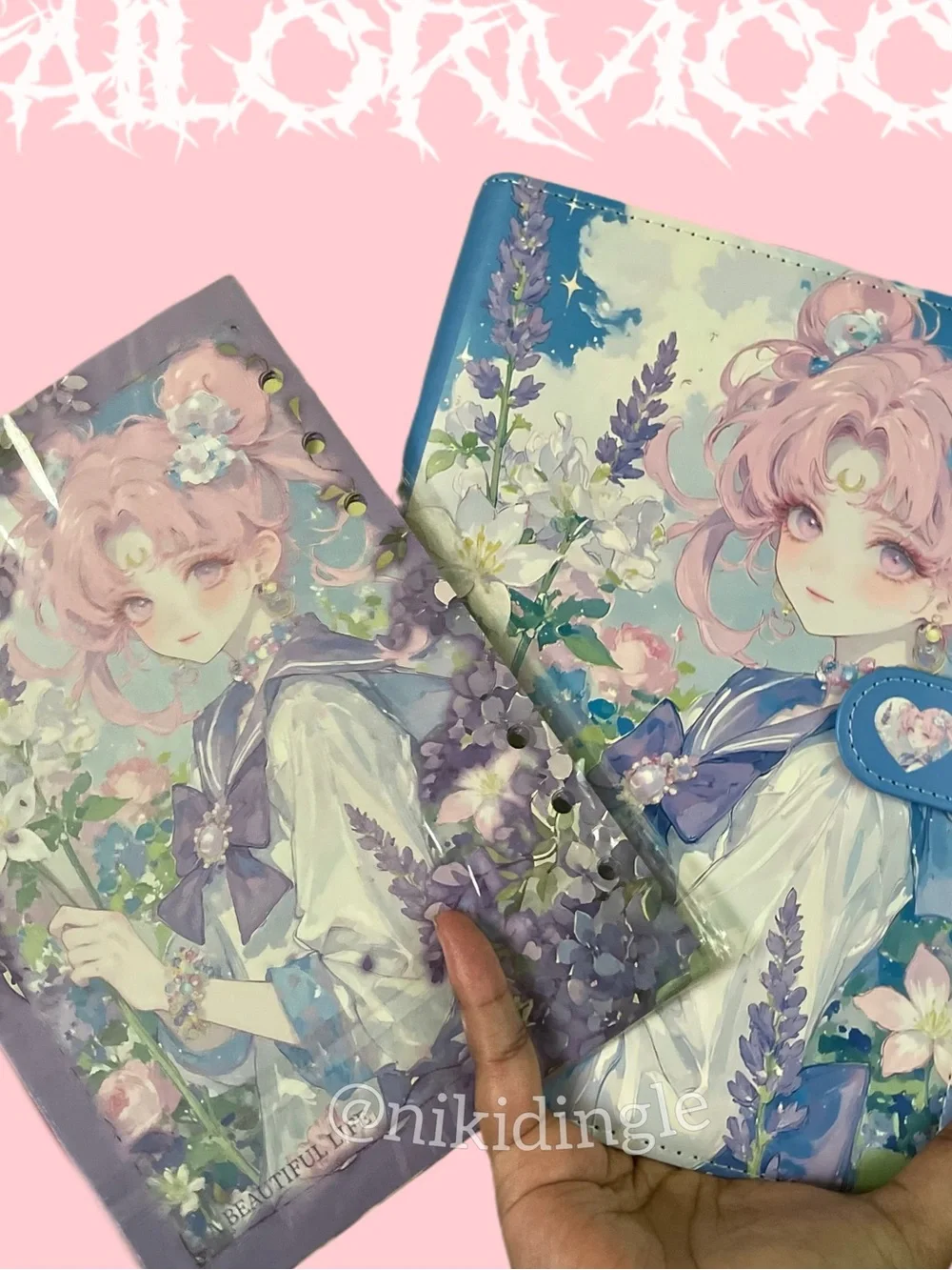 NEW Goth Anime PU Leather Binder Waifu Sailor Moon Purple A5 Journal Notebook